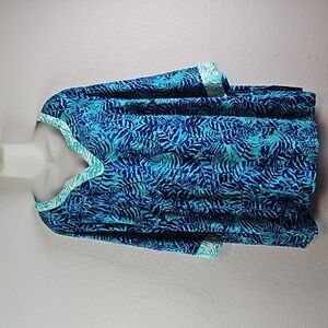 Catherines | Women's Island Tropical Palm V-Neck 3/4 Sleeves Slip-On Top Sz 1X